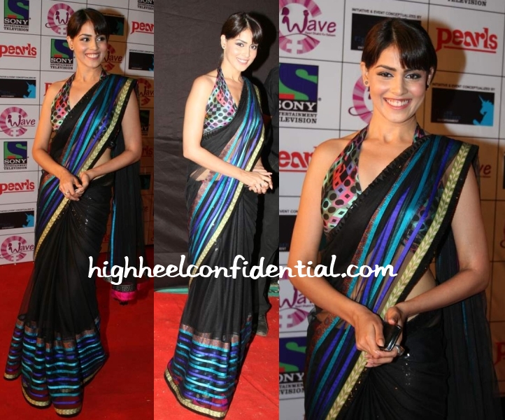 genelia-d-souza-waves-concert-manish-malhotra-sari