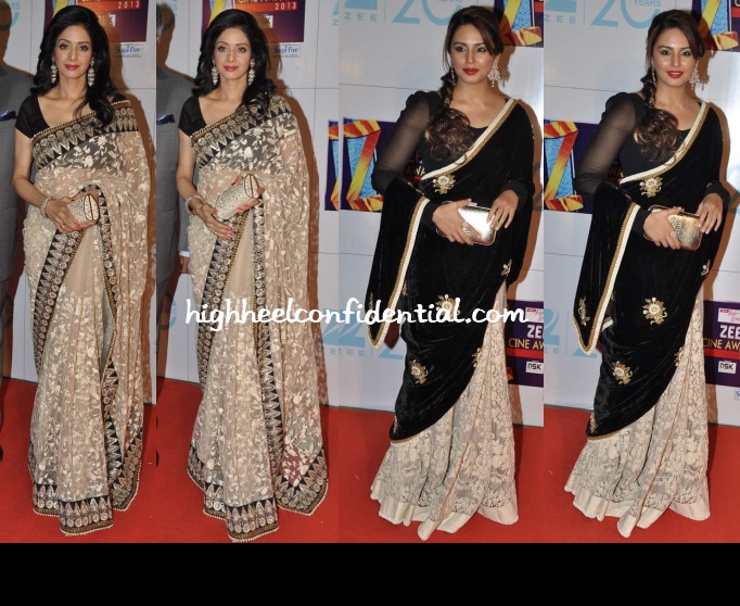 sridevi-huma-qureshi-sabyasachi-zee-cine-awards-2013