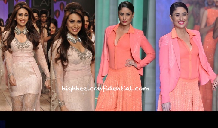 Karisma Kapoor For Shehlaa and Kareena Kapoor For Namrata Joshipura At LFW Summer Resort 2013