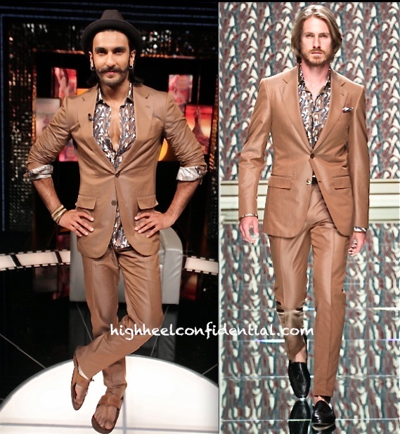 ranveer singh on the front row with anupamaa chopra in zegna