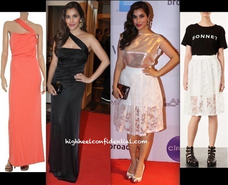 Sophie Choudry In Topshop At Vogue india FNO And In Halston Heritage At The Dhoot Dinner-1