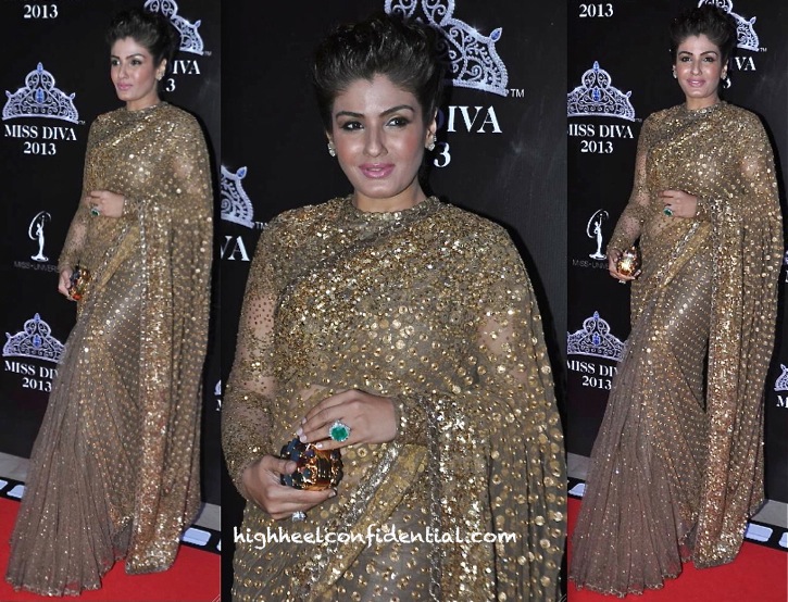 raveena tandon in sabyasachi at miss diva 2013-1