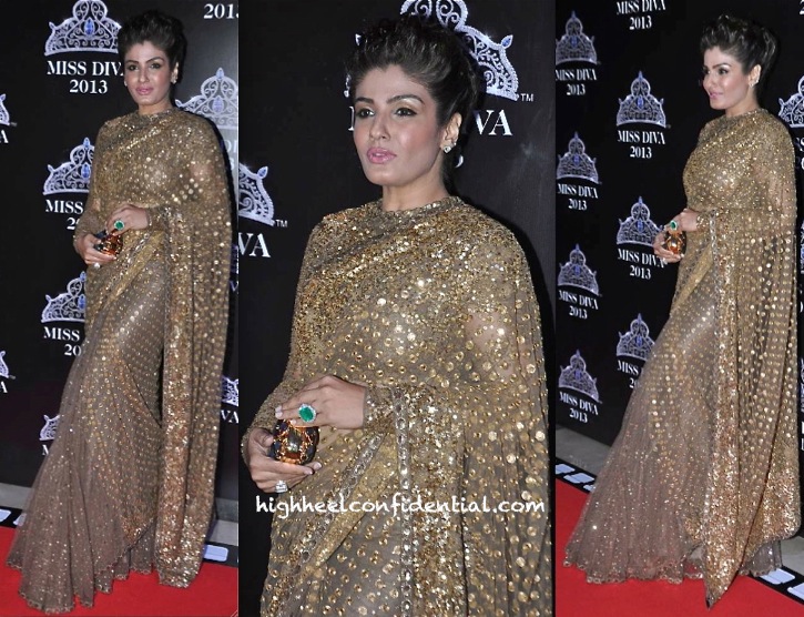 raveena tandon in sabyasachi at miss diva 2013-2