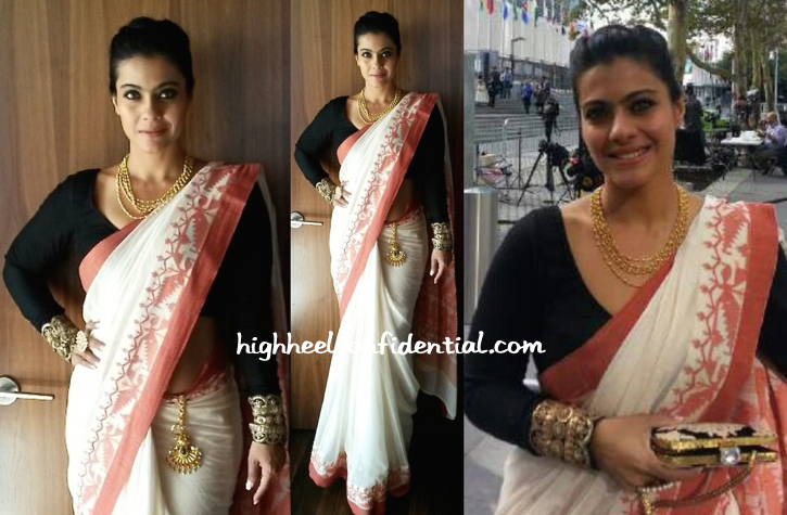 kajol wears sabyasachi to UN