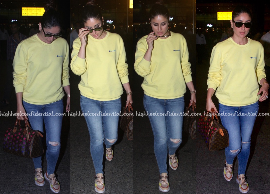Kareena Kapoor Khan returns from London in a hoodie, jeans and
