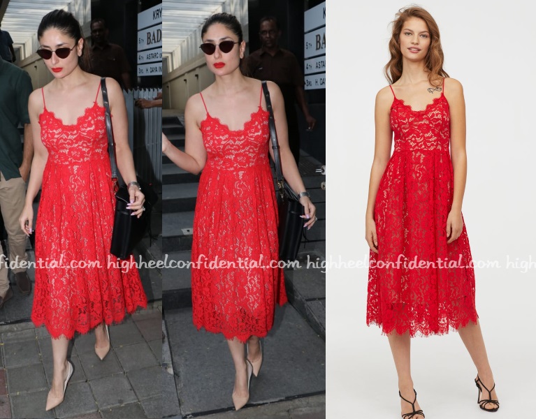 hm red lace dress