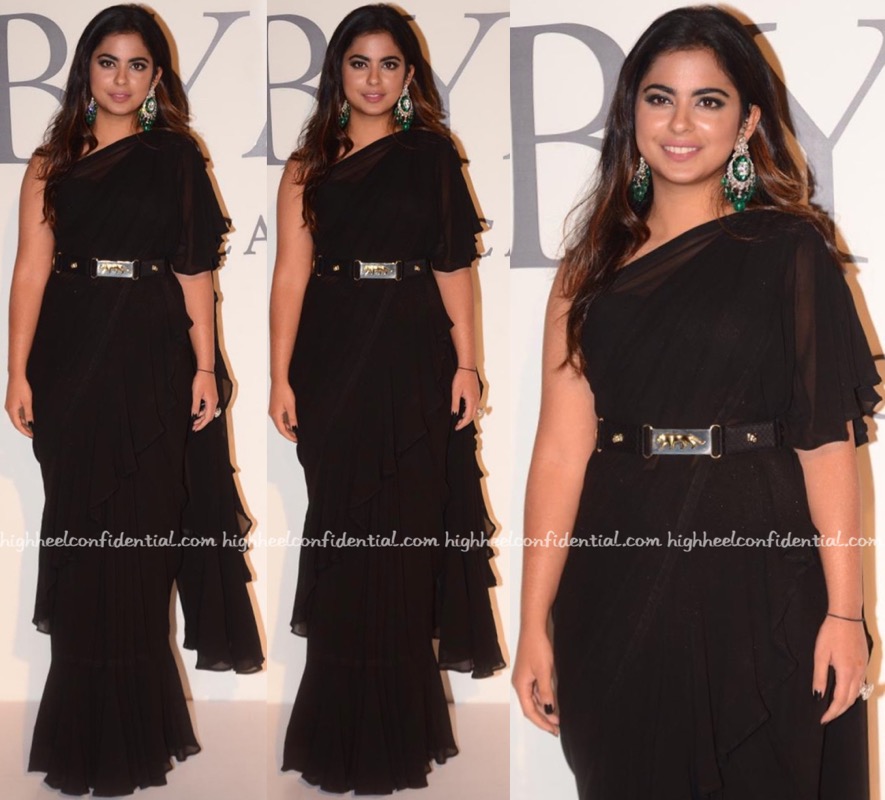 Isha Ambani looks radiant in sheer black saree at Sabyasachi bash. See pics  - India Today
