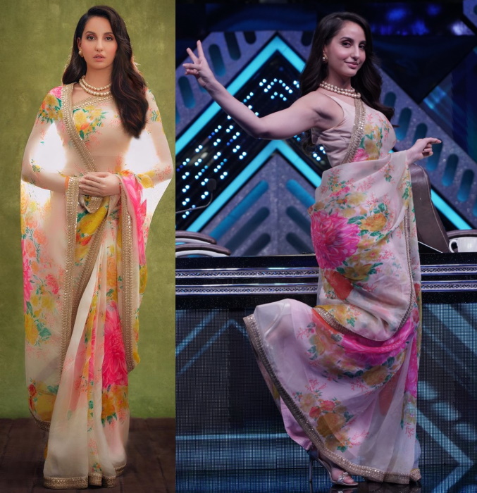 nora fatehi saree in india best dancer
