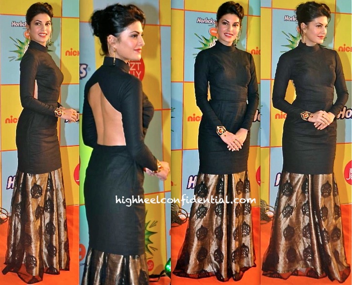 Jacqueline Fernandez In Nikhil Thampi And Manish Arora For Amrapali Jewelry At Nickelodeon India Awards 2013-1