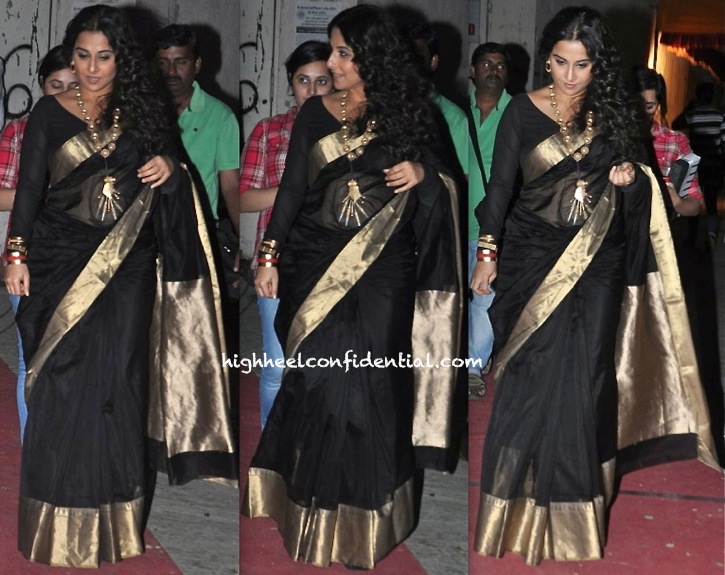 Vidya Balan On 'Koffee With Karan' Sets in black sari and suhani pittie jewellery-1