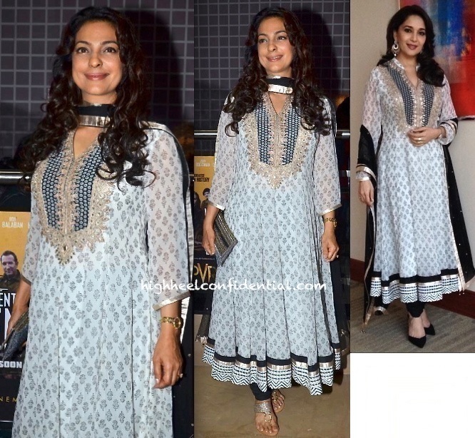 Juhi Chawla At A Film Screening And Madhuri Dixit At A Press Meet Have A Ditto Moment In Anita Dongre