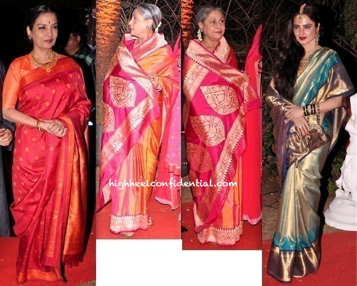 ahana deol-vaibhav vora wedding reception-jaya bachchan-rekha-shabana azmi