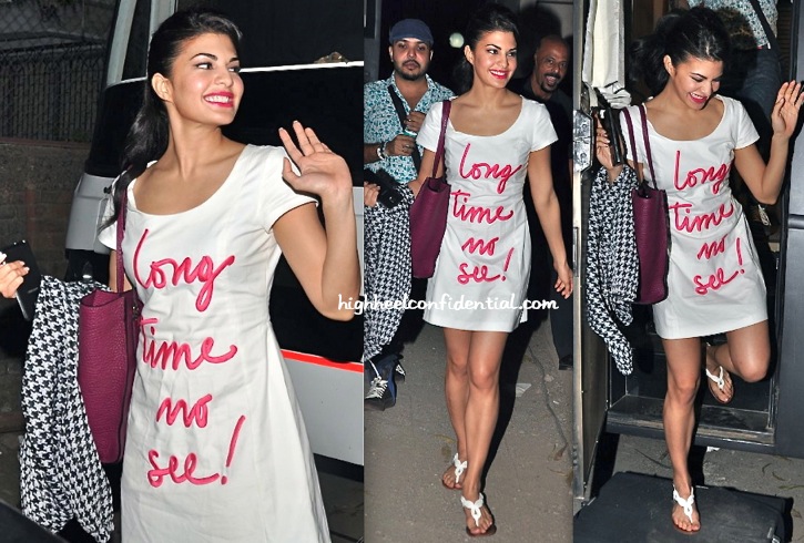 Jacqueline Fernandez Spotted Leaving An Ad Shoot Wearing Moschino Cheap & Chic