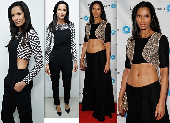 Padma Lakshmi In Payal Singhal At Derek Lam & Jamie Wolf Black And White Jewelry Launch And At Brooklyn Museum's Brooklyn Artists Ball