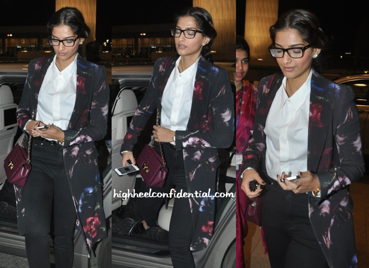 Sonam Kapoor (In Elie Saab) Photographed At The Airport As She Heads To Cannes-2