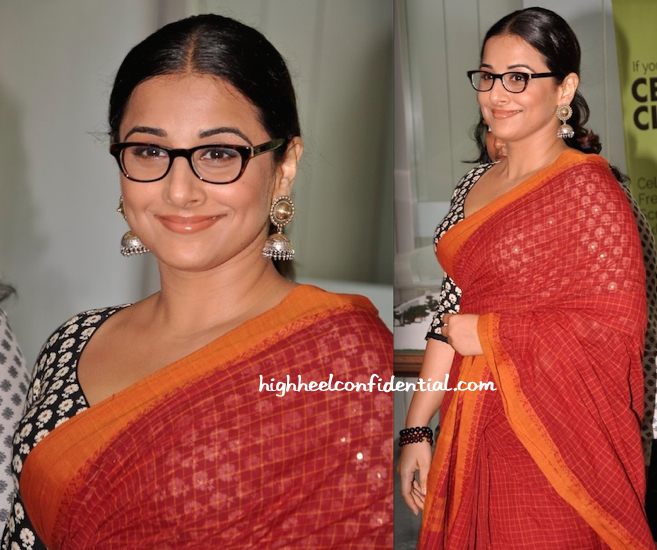 vidya balan at celebrate cinema event in red sari