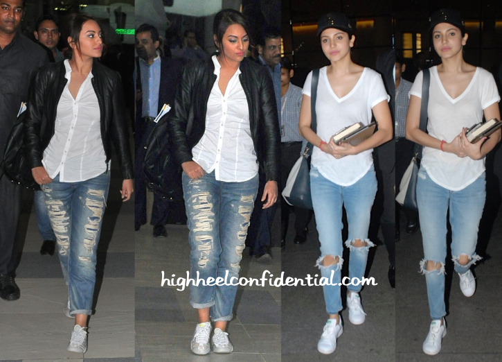 Sonakshi Sinha And Anushka Sharma Photographed At The Airport