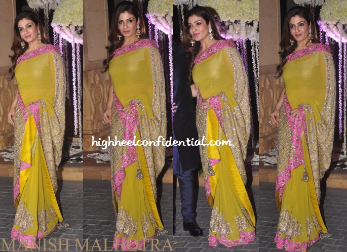 raveena-tandon-manish-malhotra-riddhi-tejas-wedding-reception