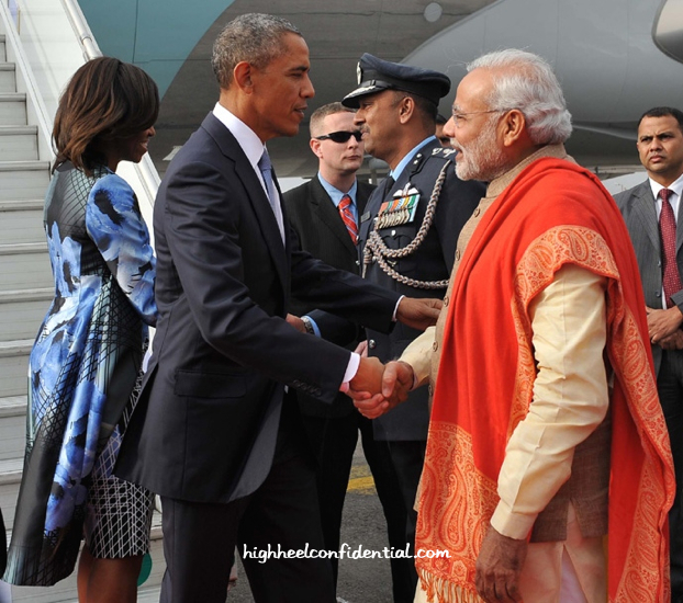 Michelle Obama Wears Bibhu Mohapatra As She Arrives In India-3
