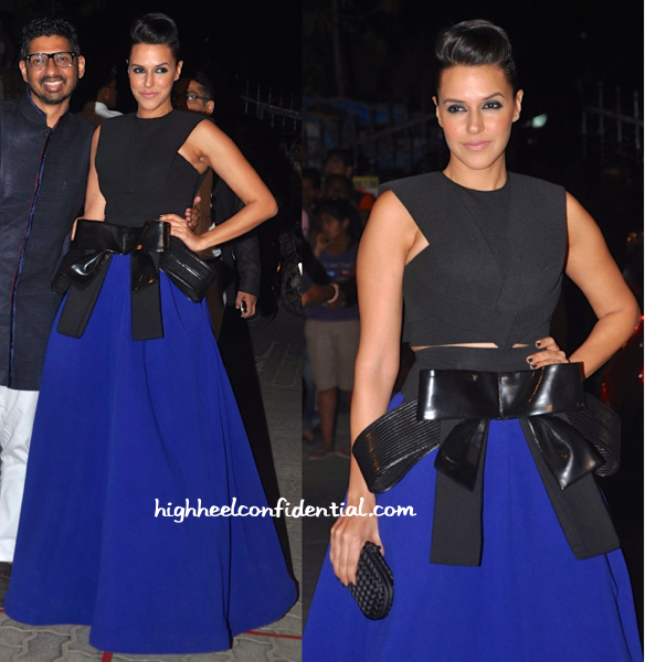 Neha Dhupia In Alpana & Neeraj At Filmfare Awards 2015