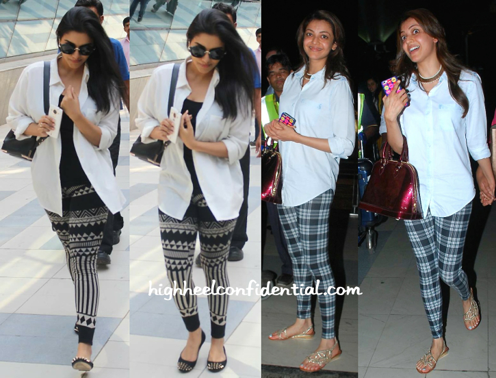 Asin And Kajal Agarwal Photographed At Mumbai Airport-1