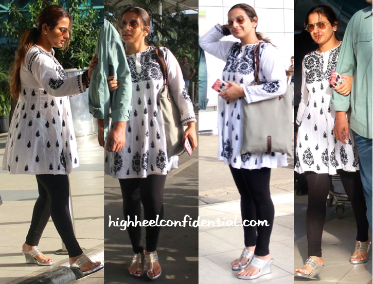 vidya balan photographed at mumbai airport