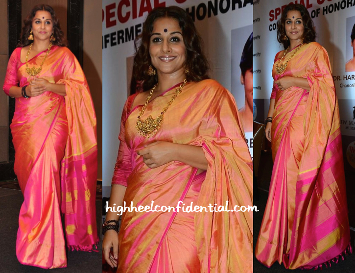 Vidya Balan Wears A Gaurang Sari To Receive Her Honorary Doctorate From Rai University-1