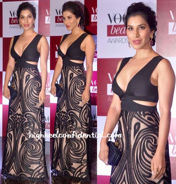 Sophie Choudry In BCBG And Farah Khan Ali Fine Jewelry At Vogue Beauty Awards 2015