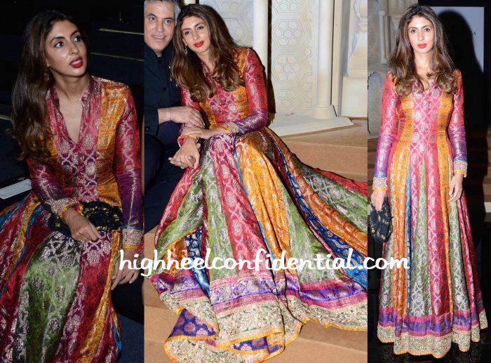 Shweta Bachchan Nanda Wears Abu Jani Sandeep Khosla To The Designer Duo's Show At India Bridal Fashion Week 2015-2