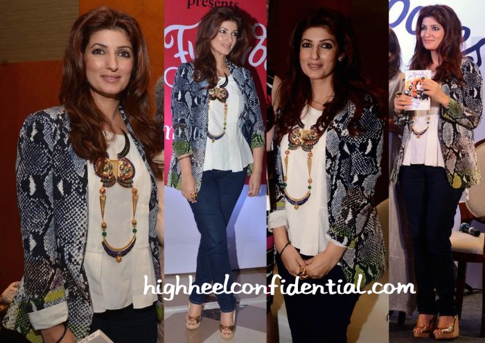 Twinkle Khanna Wears DvF And Manish Arora X Amrapali To Her Book Launch-1