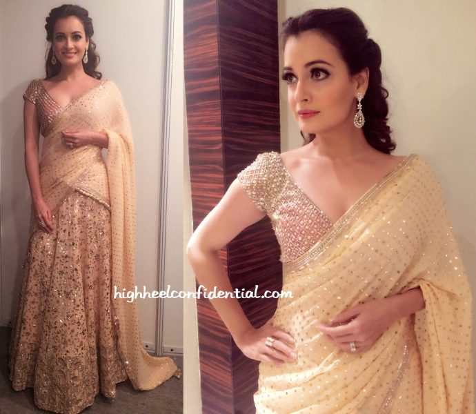 Dia Mirza In Manish Malhotra And Shaheen Abbas For Gehna Jewelry At An Event In Delhi-1