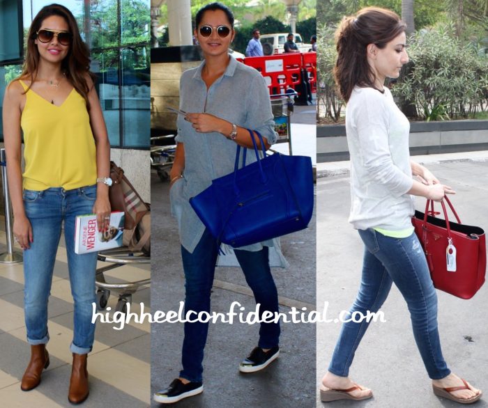 Esha Gupta, Sania Mirza And Soha Ali Khan Photographed At Mumbai Airport-1