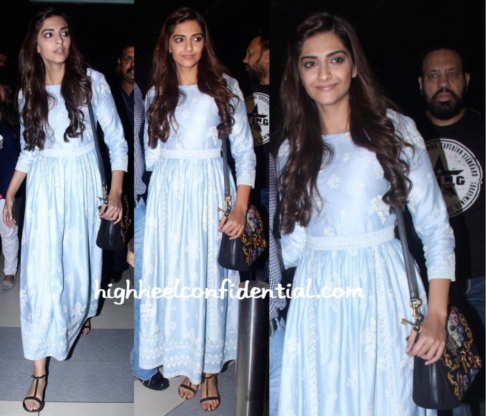 Sonam Kapoor In Payal Pratap At Mumbai Airport-Prem Ratan Dhan Payo-1