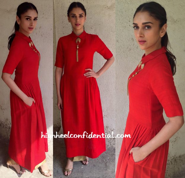 Aditi Rao Hydari In Payal Khandwala At Wazir Promotions