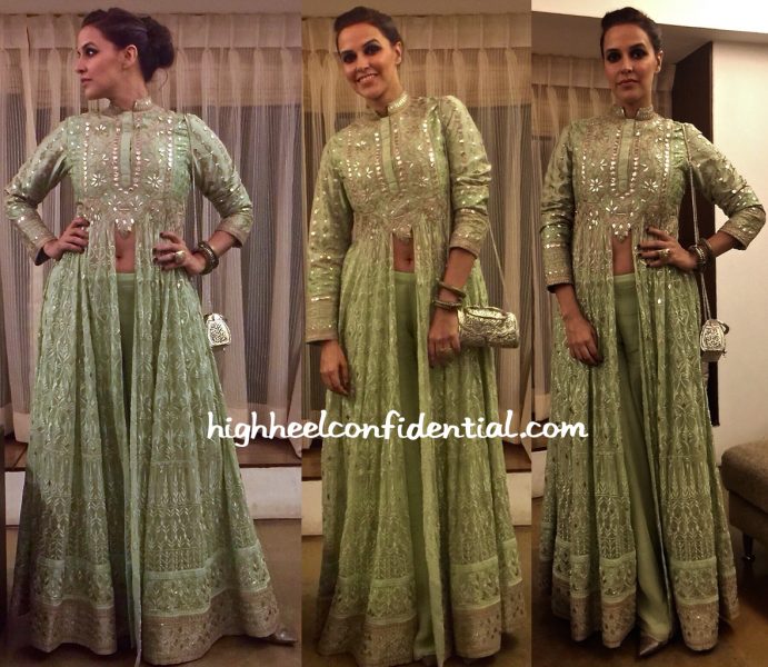 neha dhupia in anita dongre at a wedding in mumbai-1