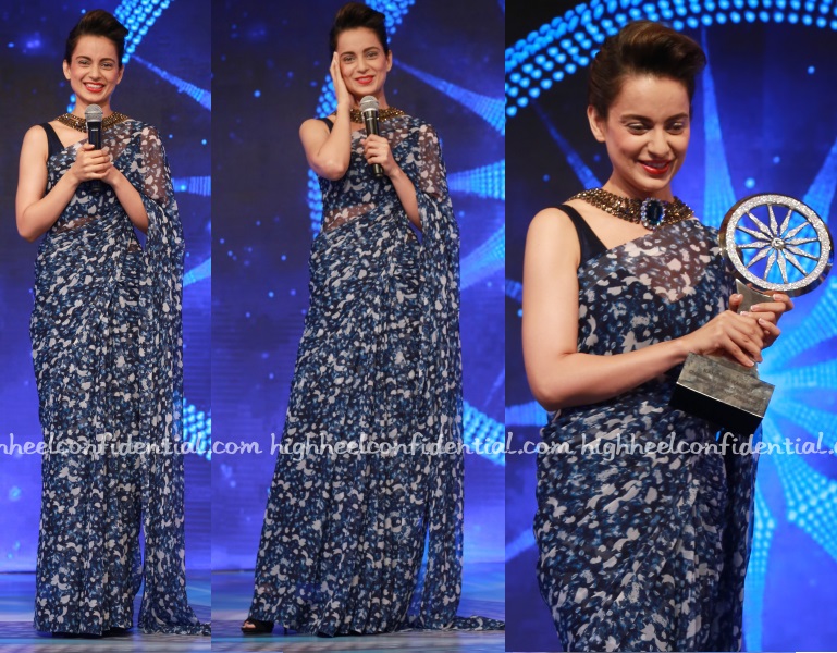 kangana-ranaut-sari-cnn-indian-of-year-awards-2016