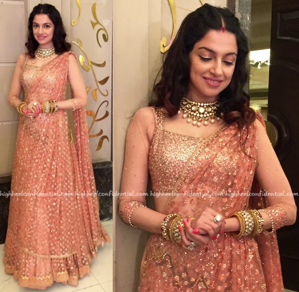 Divya Khosla Kumar In Tarun Tahiliani At A Wedding