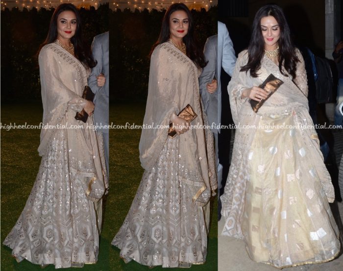 Preity Zinta Wears Anita Dongre To Trishya Screwvala-Suhail Chandhok Wedding Reception-1