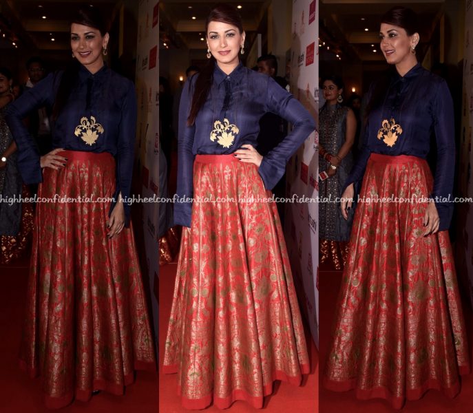 Sonali Bendre Wears Payal Khandwala To Lokmat Maharashtra Most Stylish 2017 Awards-1